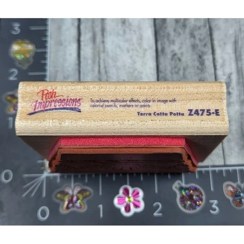 Rubber Stampede Terra Cotta Planter Z475E 1993 Rubber Stamp Wood #B54